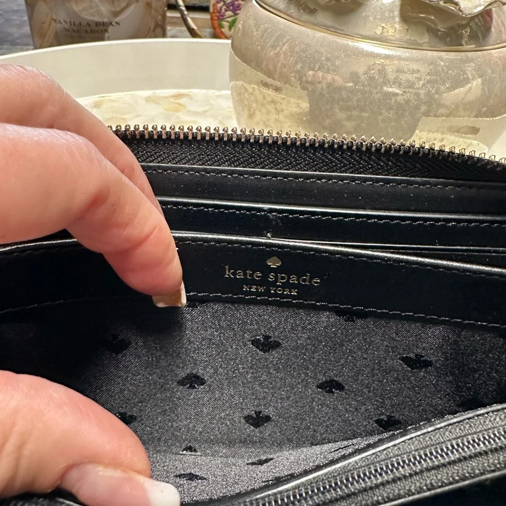 Gorgeous Kate Spade Quilted Black Leather Handbag And Matching Wallet!